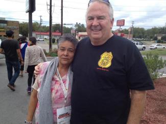 Chief Downing with Ms Herrera who lost 4 sons to drug war violence